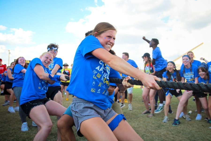 Freshman Mahttee Oshea, a student of College of Applied Studies plays Tug-of-War against the College of Engineering at the Clash of the Colleges on Aug. 26, 2022.