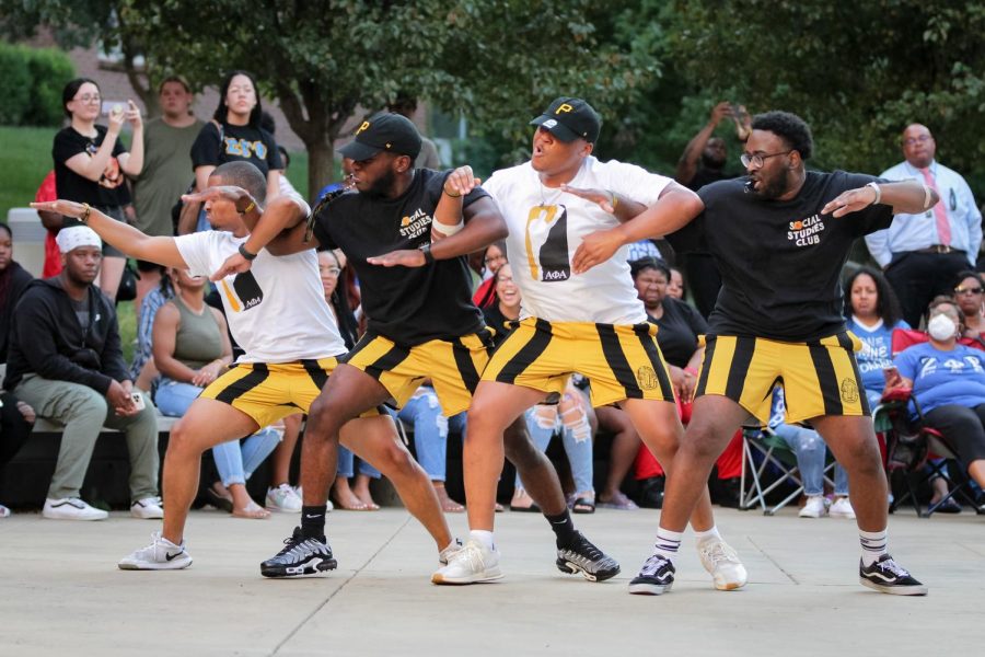 Alpha Phi Alpha Fraternity Inc. performs at the NPHC Yard Show on Aug. 29. This is NPHCs first annual Yard Show at WSU.