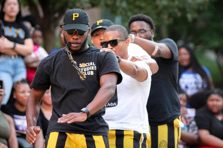 Alpha Phi Alpha Fraternity Inc. performs at the NPHC Yard Show on Aug. 29. This is NPHCs first annual Yard Show at WSU.