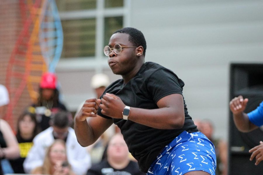 Brian Harris of Phi Beta Sigma Fraternity Inc. performs at the first annual NPHC Yard Show on Aug. 29, 2022.
