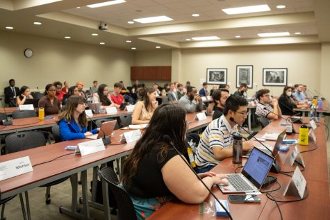 The Student Senate of the Student Government Association sits during a meeting on Aug. 31, 2022. 