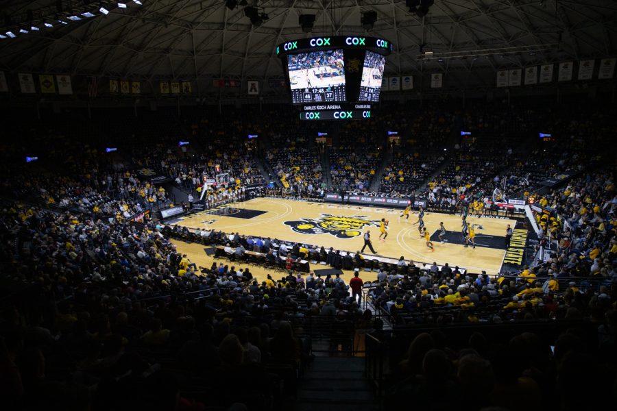 Charles+Koch+Arena+on+Jan.+12%2C+2022+during+a+mens+basketball+game+against+Tulane.+Mens+and+womens+basketball+and+volleyball+play+home+games+in+Charles+Koch.+
