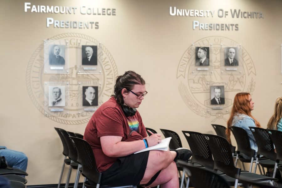 Student takes the Notes during Constitution Week: Keynote Panel at Rhatigan Student Center on Sept. 20.
