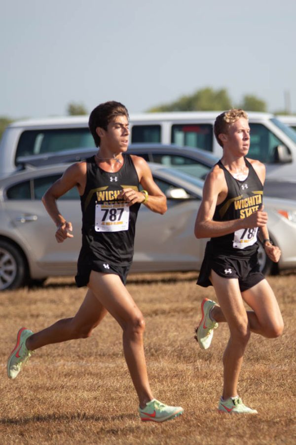 Sophomores Erik Enriquez and Trey Rios bolting through 6 Kilometer race at the JK Golden Classic on Sept. 3. The two finished in the top seven of the competition.