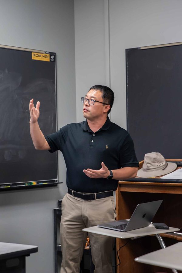 Xu Zhang, an associate professor at Oklahoma State University. delivers a lecture series at Jabara Hall on Sept. 2. The lecture was titled Immersed Finite Element Methods for Three-Dimensional Interface Problems