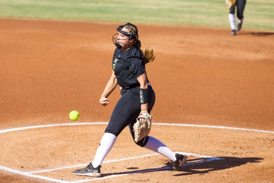 Lauren Howell pitches during the game against Seminole State on Sept. 27 at Wilkins Stadium.