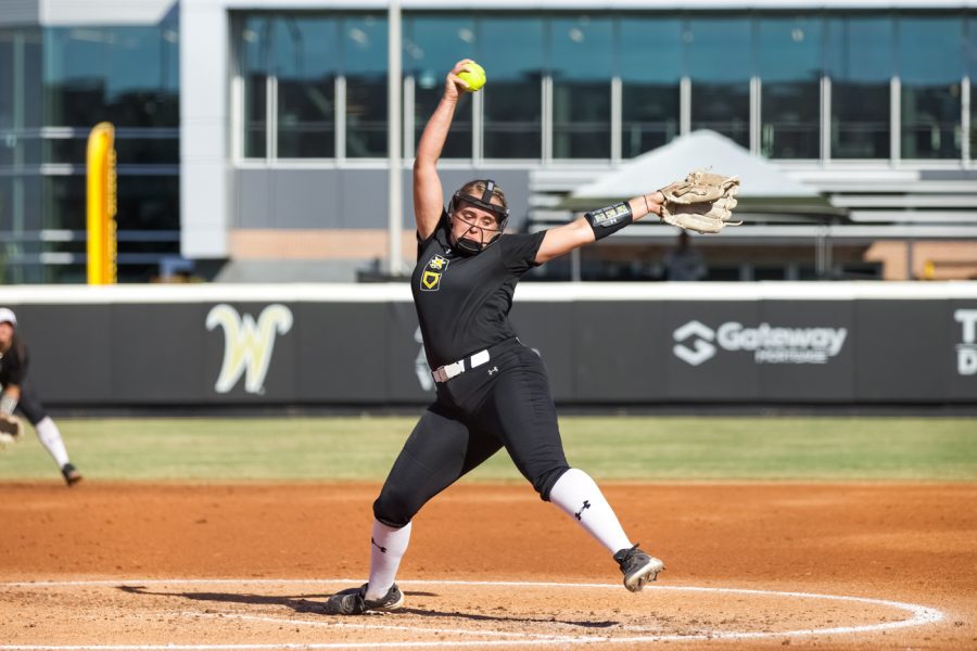 Lauren Howell pitches during the game against Seminole State on Sept. 27 at Wilkins Stadium.