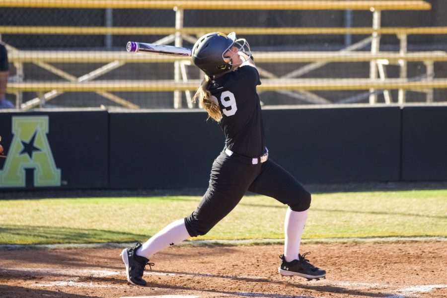 Taylor Sedlacek takes a swing during the game against Seminole State on Sept. 27 at Wilkins Stadium.