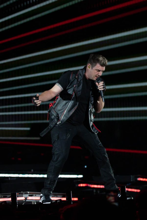 Nick Carter sings a solo during a portion of The Call on Sep. 13 in Intrust Bank Arena.