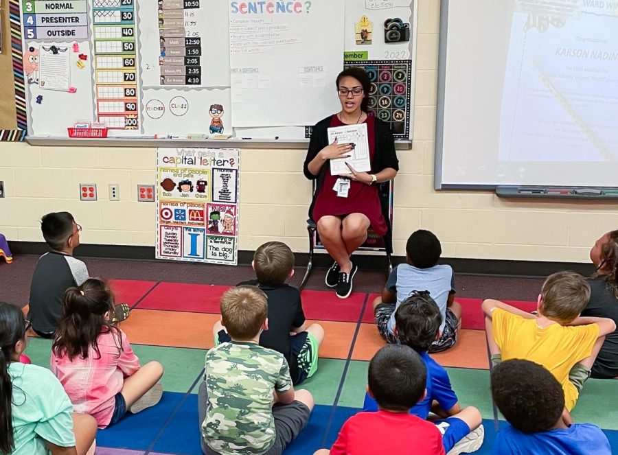 Lily Mitchell teaches a first grade class at Dodge Literacy Magnet Elementary.