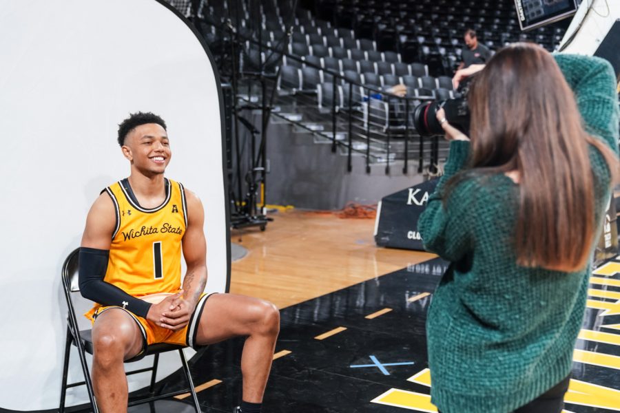 Sophomore Xavier Bell poses for a photo at Charles Koch Arena on Oct. 18.