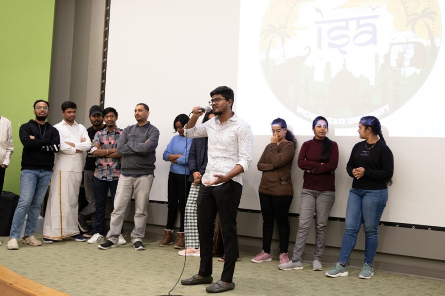 A student introduces himself in a game at the freshers party. The Indian Student Association hosted this event once a semester.