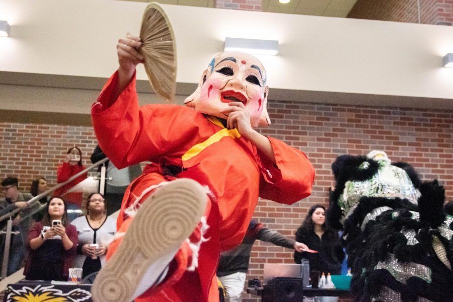 The lion dance clown of St. Anthony’s Lion Dance Team performs at The Lunar New Year: Year of the Rabbit event. The event was held on the 1st floor of the RSC on Jan. 23.