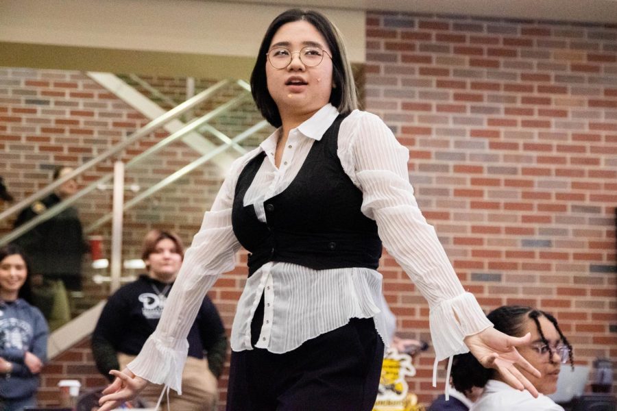 KVersity member Van Anh Nguyen performs Psycho by K-pop group Red Velvet. The Lunar New Year: Year of the Rabbit event was hosted by The Office of Diversity and Inclusion on Jan. 23.