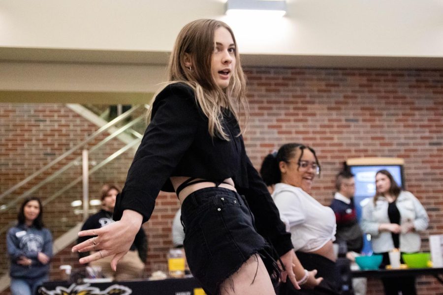 KVersity member Olivia Link performs to Psycho by K-pop group Red Velvet. The Lunar New Year: Year of the Rabbit event was hosted by The Office of Diversity and Inclusion on Jan. 23.