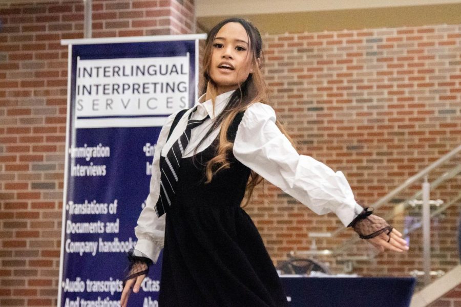 KVersity member Dominique Lam performs Psycho by K-pop group Red Velvet. The Lunar New Year: Year of the Rabbit event was hosted by The Office of Diversity and Inclusion on Jan. 23.