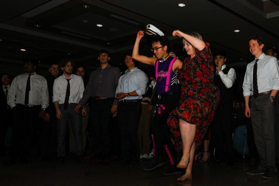 Students dance, causing cheers to erupt from the crowd at the Fairmount Formal. The event was put on by Student Activities Council for the second year in a row on Feb. 11.