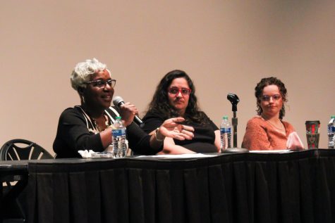 Pamela Roberts, a systems engineer at Spirit Aerospace System, discusses being a woman in STEM at the CAC theater on Thursday, Feb. 2.