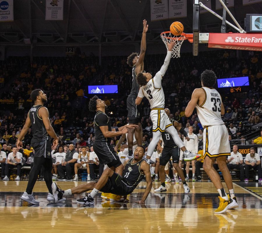 Senior guard Craig Porter Jr. goes for a layup during the WSU versus UCF mens basketball game on Feb. 8. The final score was 67-72.