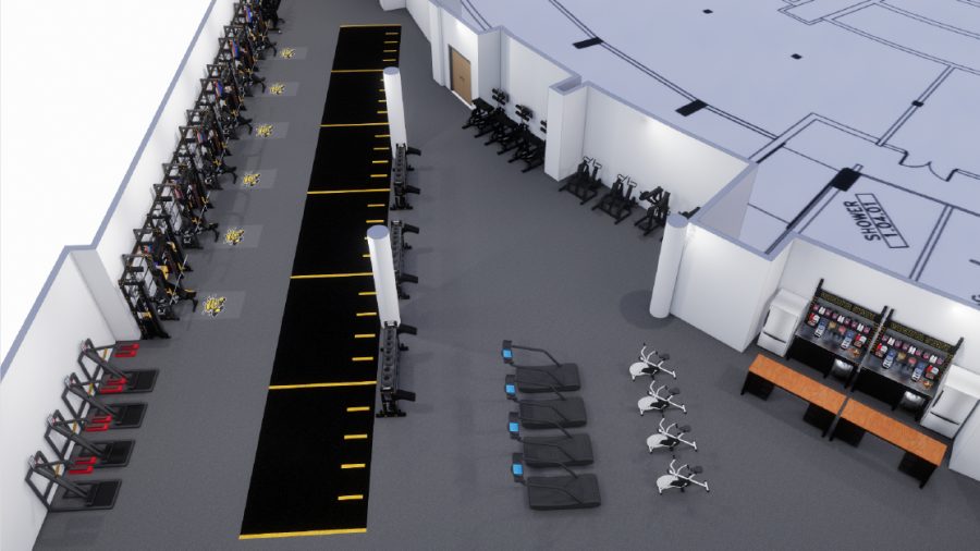 Overhead view of the projected design of the renovated weightroom.