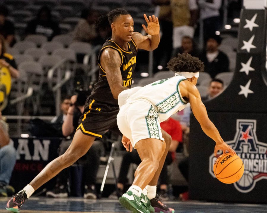 Sophomore Jaron Pierre Jr. defends Tulane in the Quarterfinals of the ACC tournament on March 10 at Dickies Arena in Fort Worth. Pierre Jr. had 5 rebounds during the game vs Tulane.