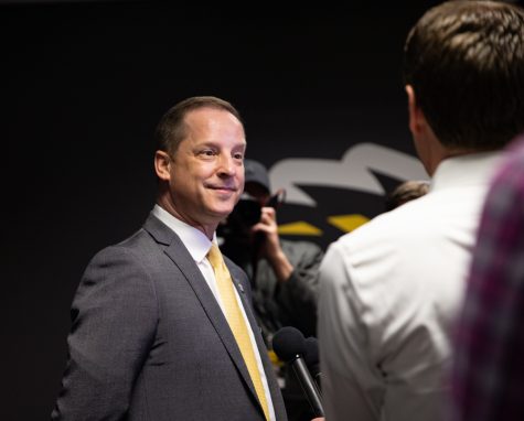 WSU Athletics hosted a press conference to introduce the new head mens basketball coach Paul Mills. Mills says he is all about people in the press conference held on  March 23.