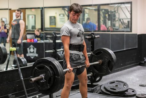 Josh Hughes deadlifts a total of 365 pounds during WU Lifts. Hughes lifted a total of 925 pounds between the three lifts.