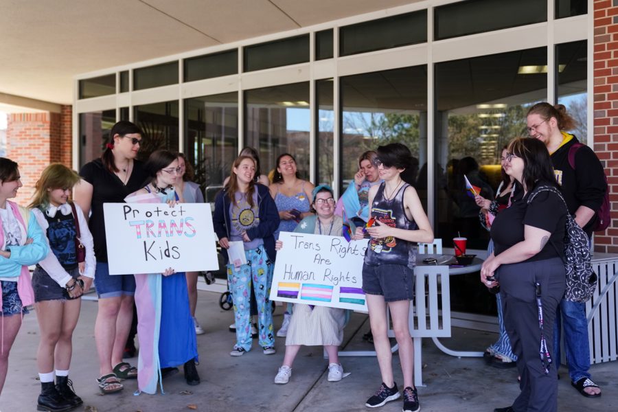 On Trans Day of Visibility, students walked out of their classes to meet outside the RSC in support of transgender youth on March 31. Students carried items like pride flags and signs.