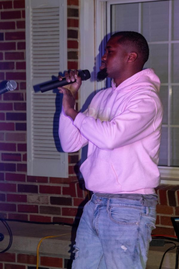 Local Wichita artist Ice Tre raps at Paddypalooza on April 24. He rapped on his own and was later joined by the events first performer Lil Beans.