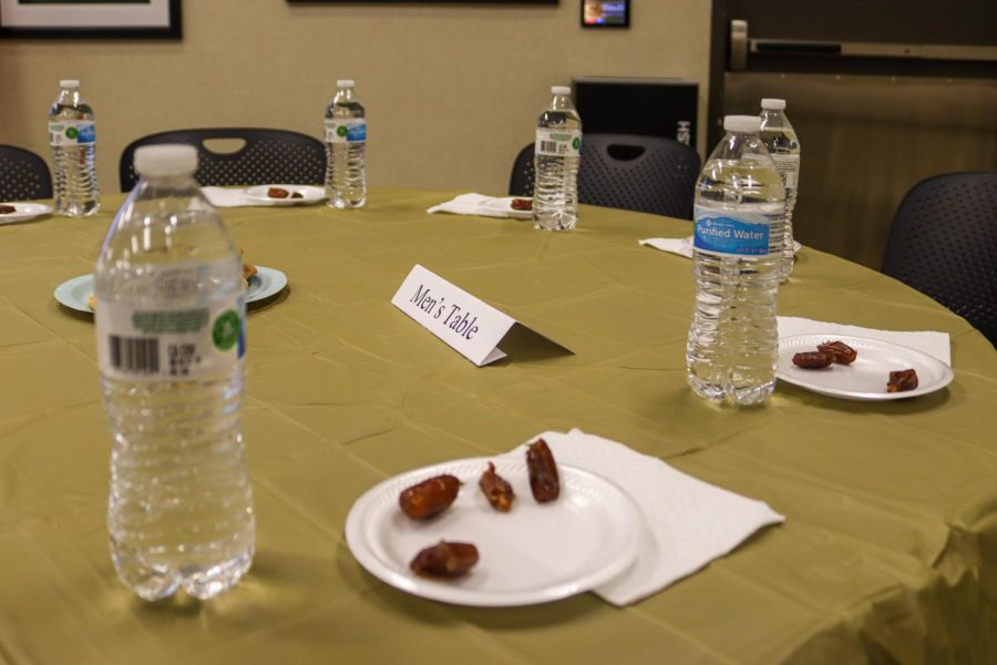 During the Iftaar banquet, the Muslim Students Association split tables between men and women. 