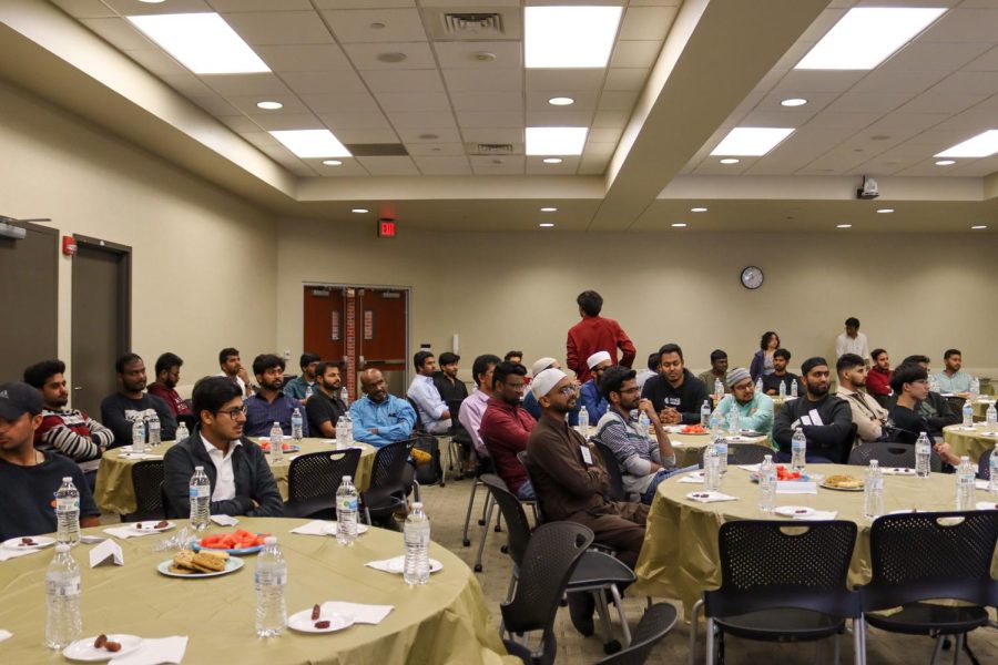 Members of the Muslim Students Association eat together at the Ramadan Iftaar Banquet on April 17. The event was open to any and all.