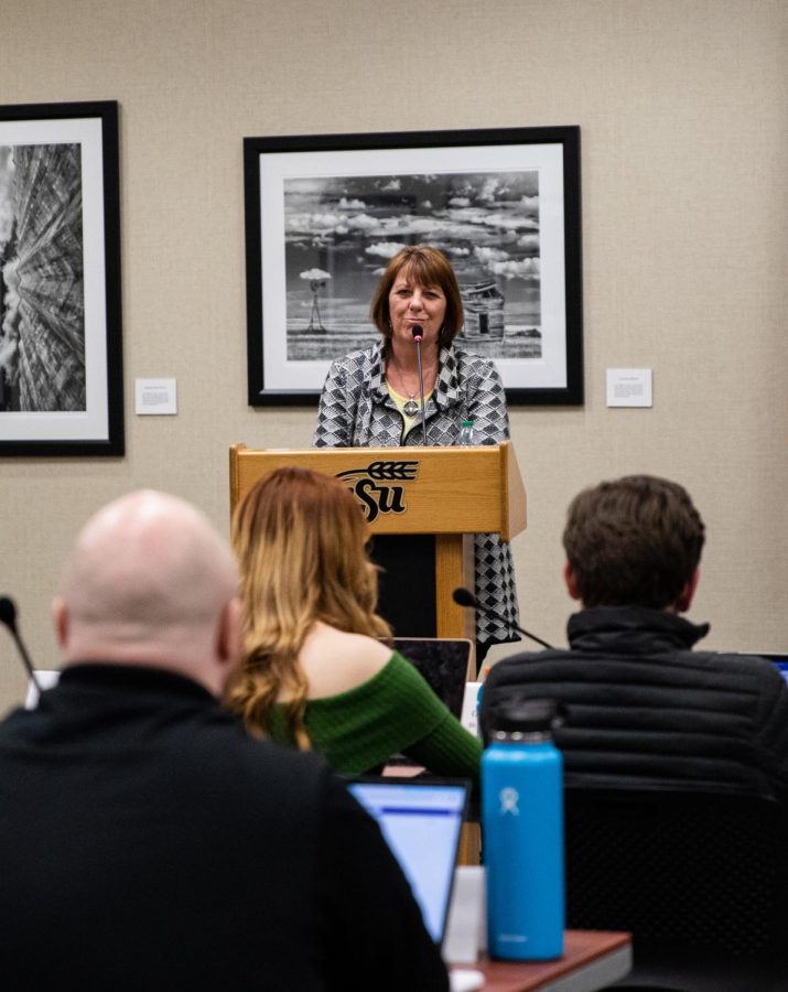 Provost Shirley Lefever visits the Student Senate for essentially a Q&A session. Lefever listened to the senators concerns and answered their questions on April 5.