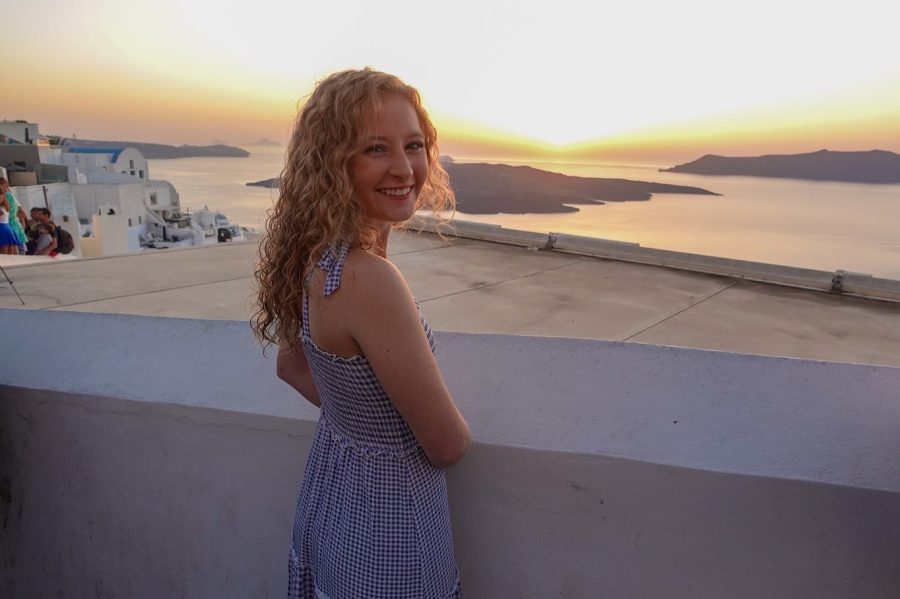 Shelby Parscale during a sunset in Santorini, Greece.