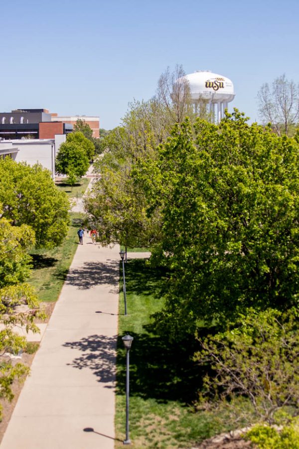 Wichita State University campus view from the third floor balcony of the Rhatigan Student Center on May 2.