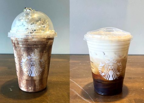 The Java Mint Chip Frappuccino and the White Chocolate Macadamia Cream Cold Brew from Starbucks.
