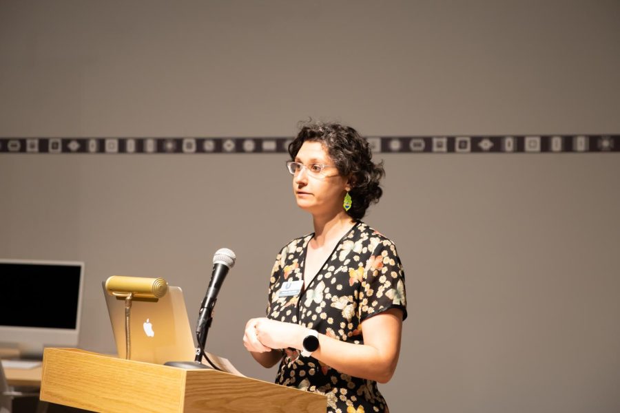 Ksenya Gurshtein, curator of modern and contemporary art at the Ulrich Museum of Art, introduces artist Josh Saxe The Promise and Peril of Intelligent, Creative Machines artist talk on June 15.