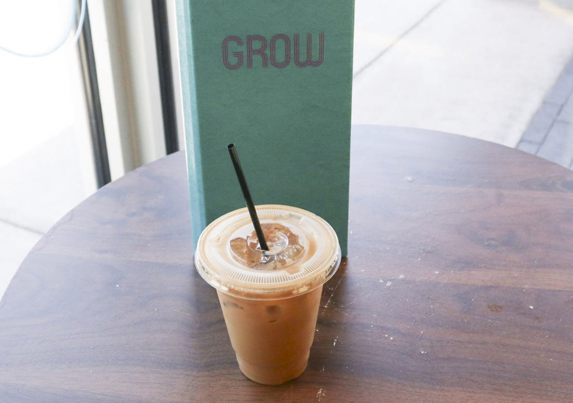 Planty AF iced latte at Botanic at GROW located inside GROW Giesen Plant Shop.