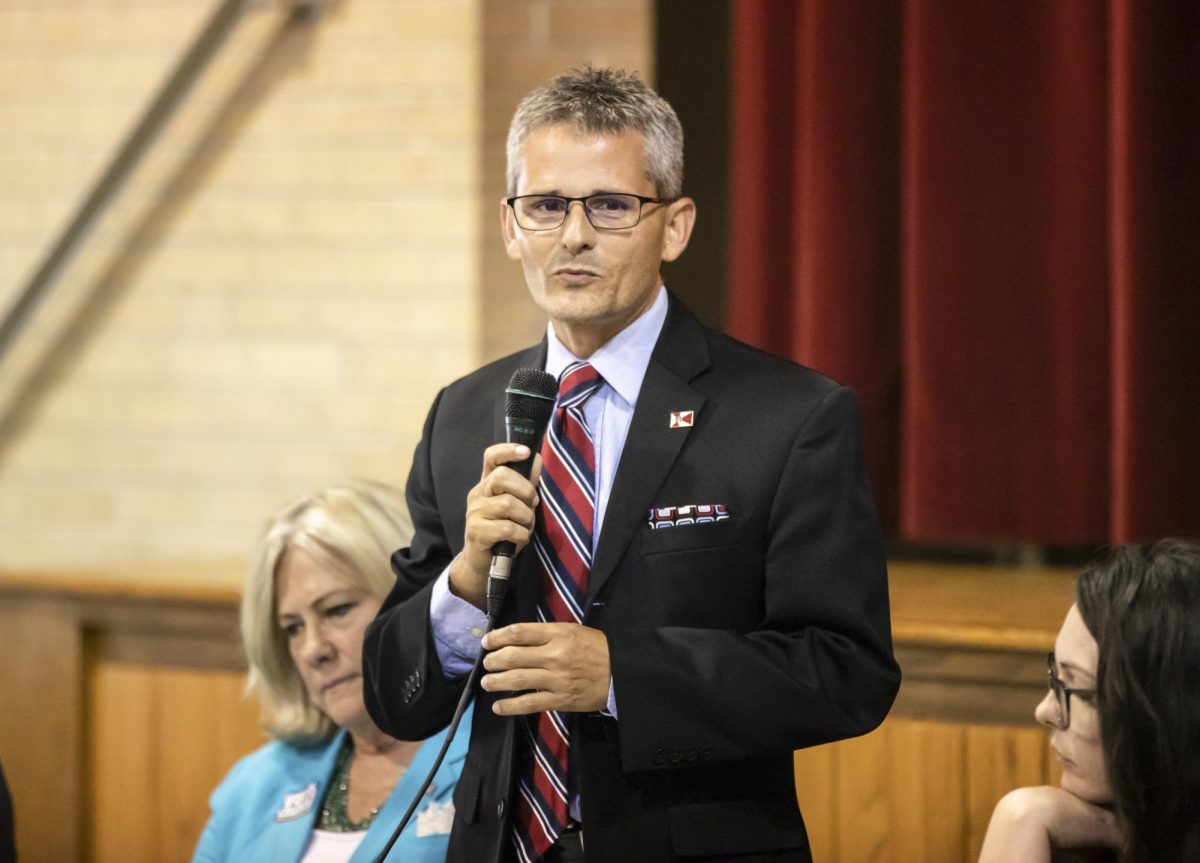 Jared Cerullo speaks at a mayoral candidate forum held on July 17. The forum was hosted by The Wichita Beacon.