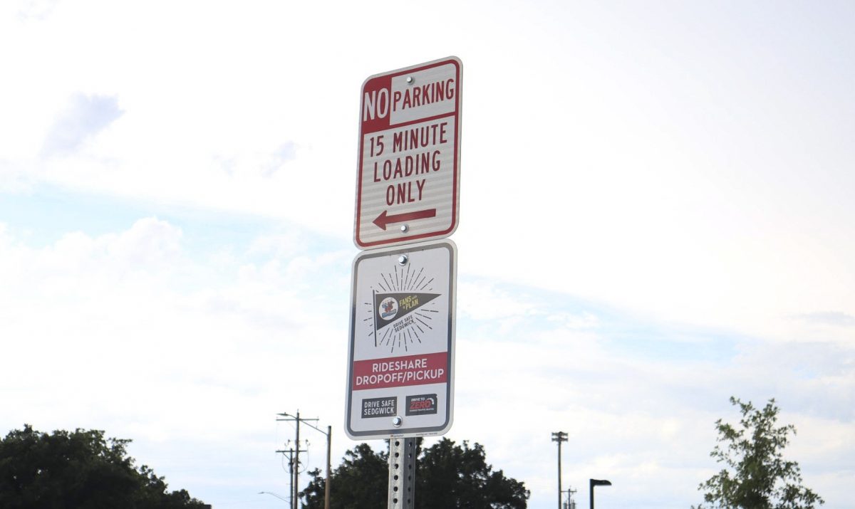 Rideshare dropoff/pickup sign at Riverfront Stadium on July 14, 2023.