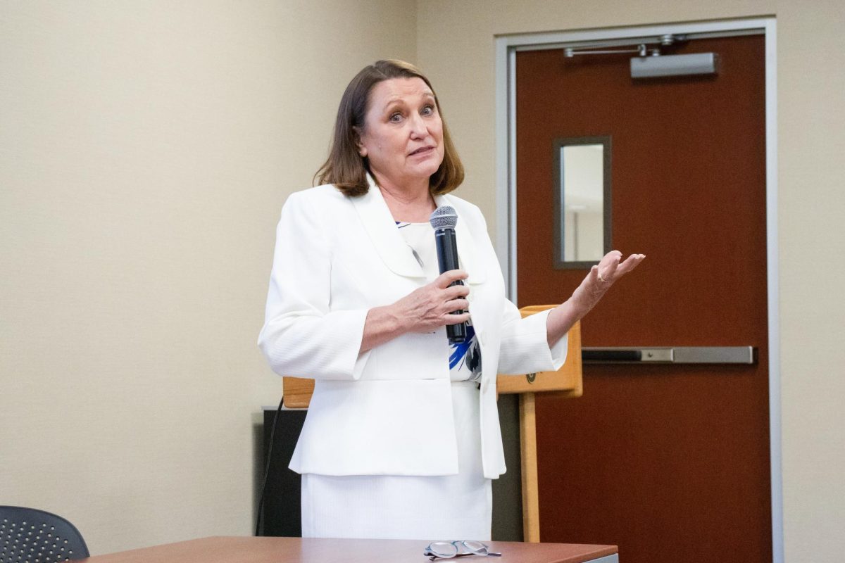 Michele Reilly talks about her plan if selected as dean of university libraries on Aug. 7. The candidate was one of three trying to obtain the position.