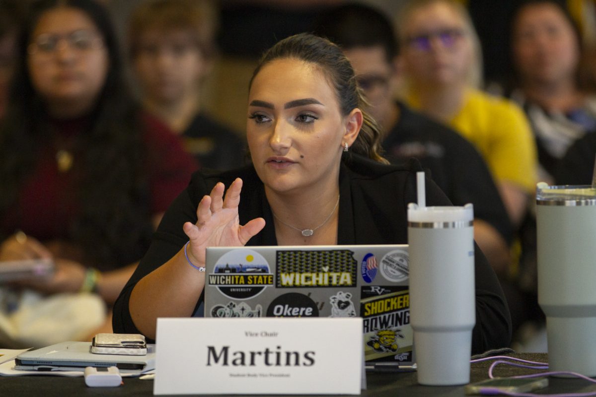 Student Body Vice President Sophie Martins speaks at the funding committee meeting on Aug. 28. The committee met to redo student organization funding.