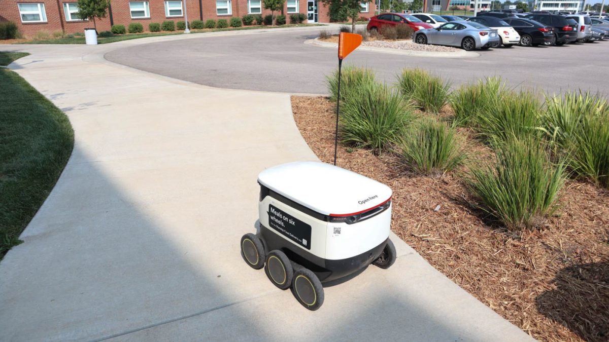 The Starship food delivery robot is a new innovation that was intoduced to Wichita State in Fall 2023. The robot delivers food from restaurants in the RSC to your current location on the Starship app.