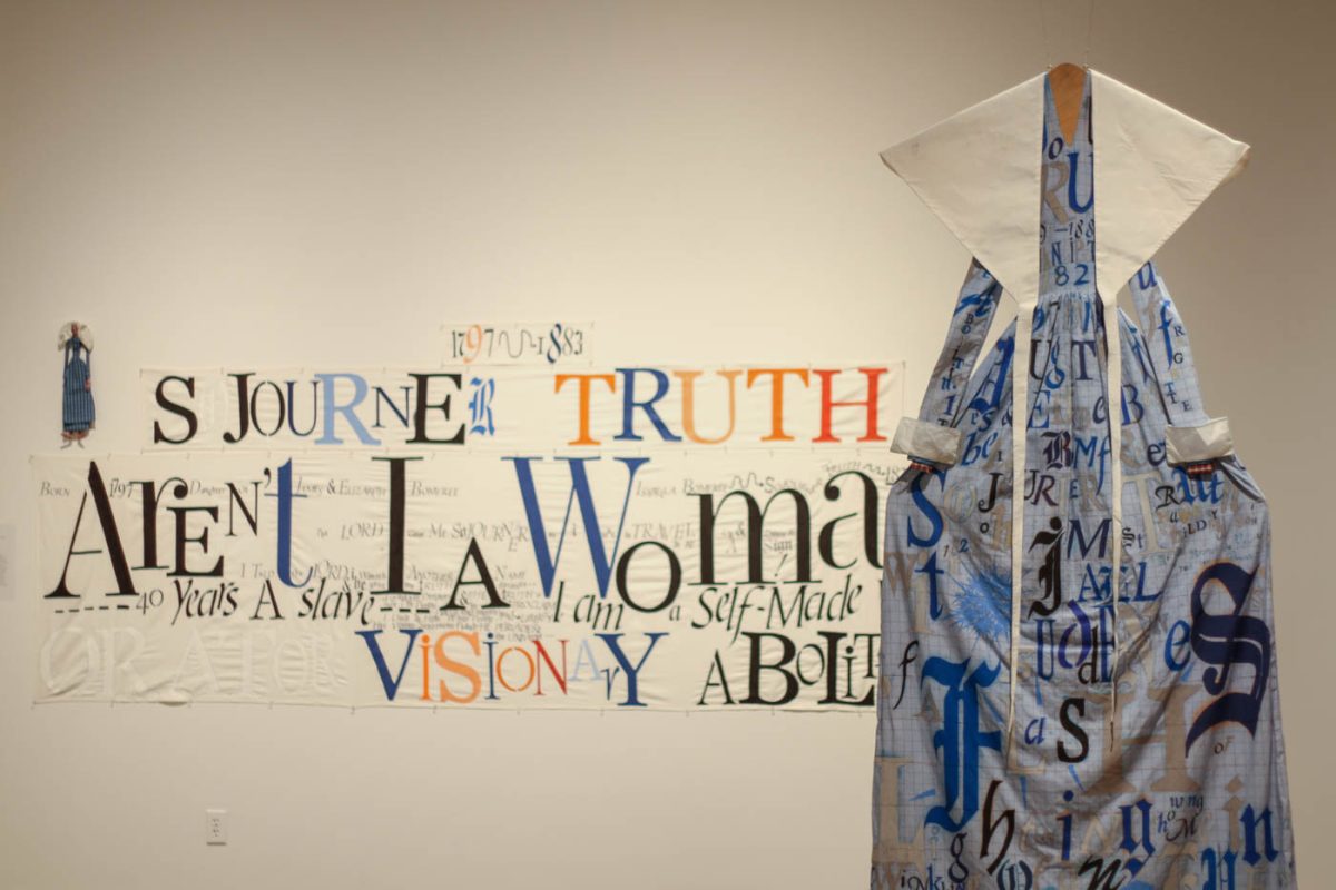 A tribute to abolitionist and freed slave Sojourner Truth is featured in Lesley Dills exhibit in the Ulrich Art Museum. 