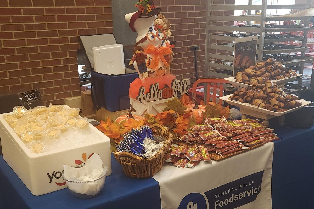 A spread of chocolate croissants and pumpkin yogurt dip were offered to students as they entered the Dining Hall during the Fall Harvest Festival on Sept. 19.