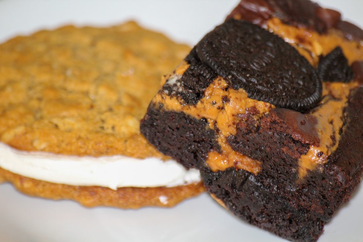 Vegan oreo brownie and vegan oatmeal pie from The Black Fig Bakery, owned and operated by Heidi Cruz.