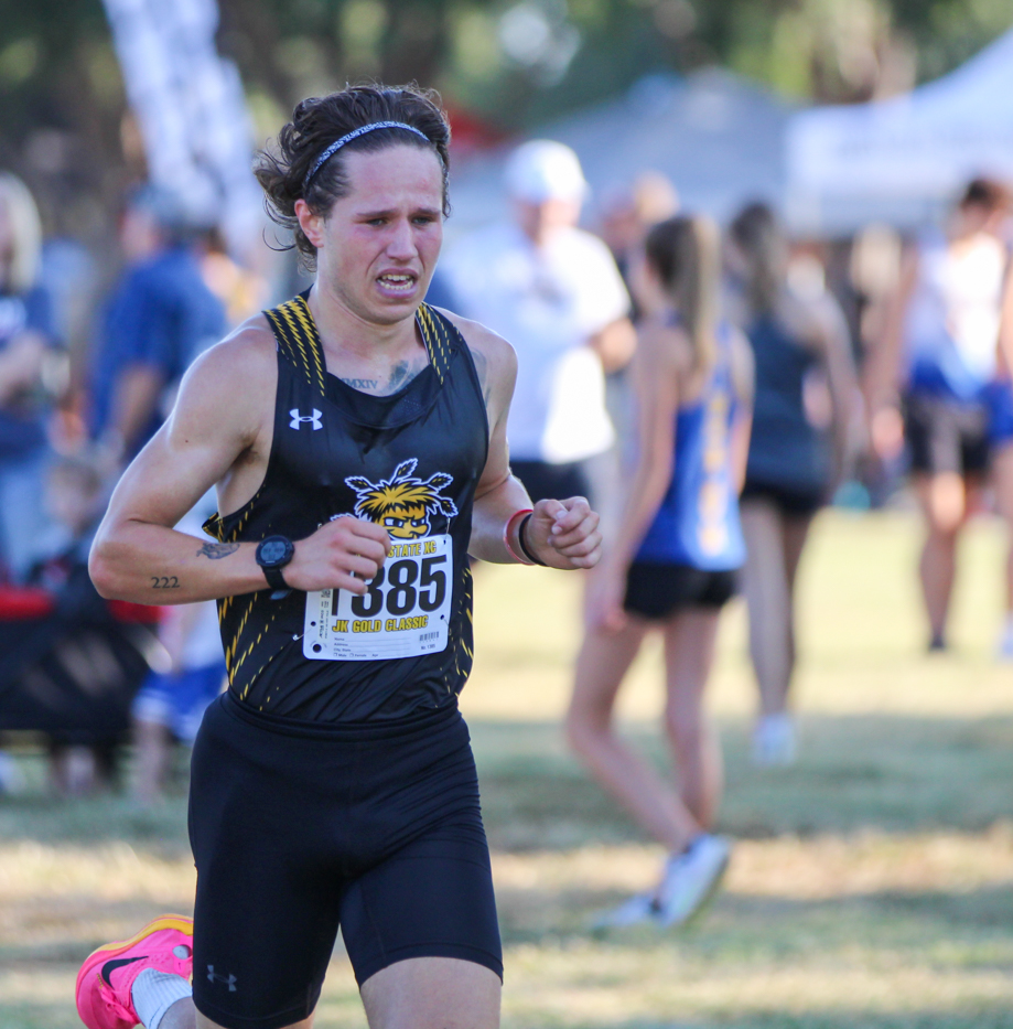 Wichita State runner lestyn Williams finished the race in first at the JK Gold Classic meet on Sept. 2. Williams ran a time of 18:16.6 behind unattached Adam Rzentkowski who ran 18:09.03.