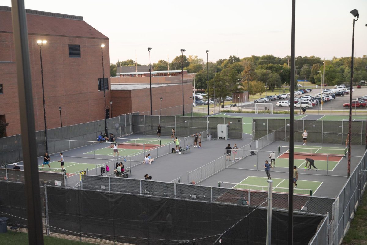 The+Wichita+State+pickleball+courts+on+Sept.+12.+Most+nights%2C+the+court+was+packed+with+casual+players+and+teams.
