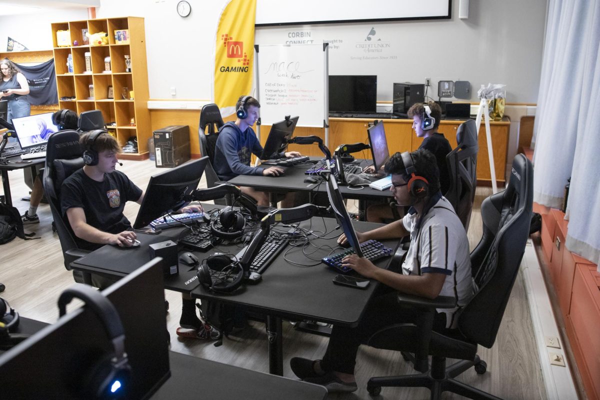 Members of the JV and varsity esports Valorant team practice before starting a match on Sept. 12.