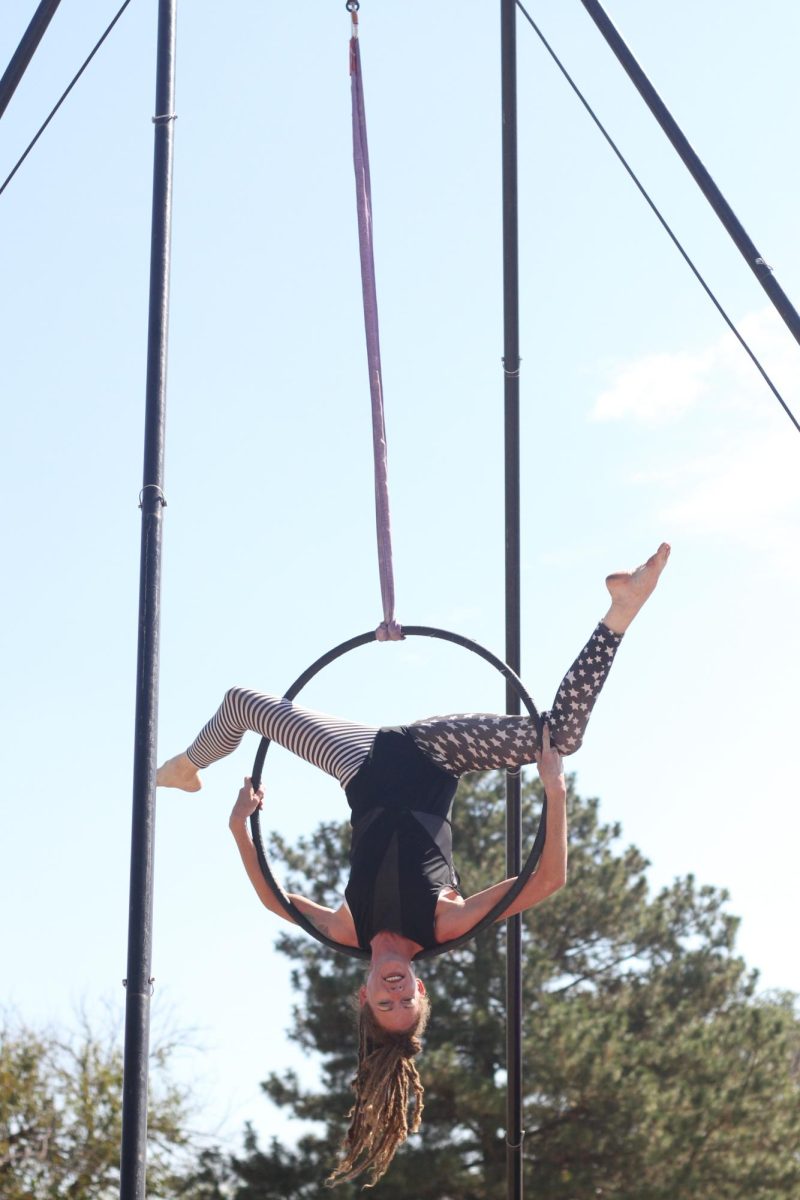 Christina Duncan, owner of Flow foundry participates in a show called Dangling Dames at the great plains Renaissance Festival.