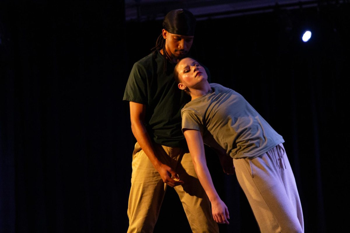 Andrae Carter and Tabitha Buffalo perform Full-Throated and Unsparingly. Carter and Buffalo performed at Thursday, Friday, and Saturday showings of Move on Litwin: Dance Up Close.